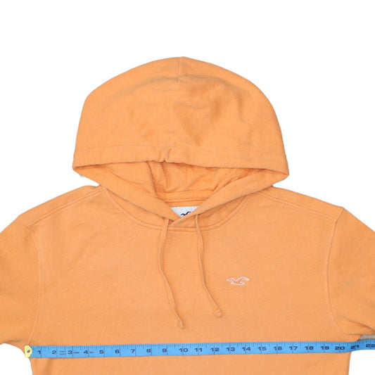 Hollister Men's Orange Pullover Hoodie Size S Fleece Logo Sweatshirt