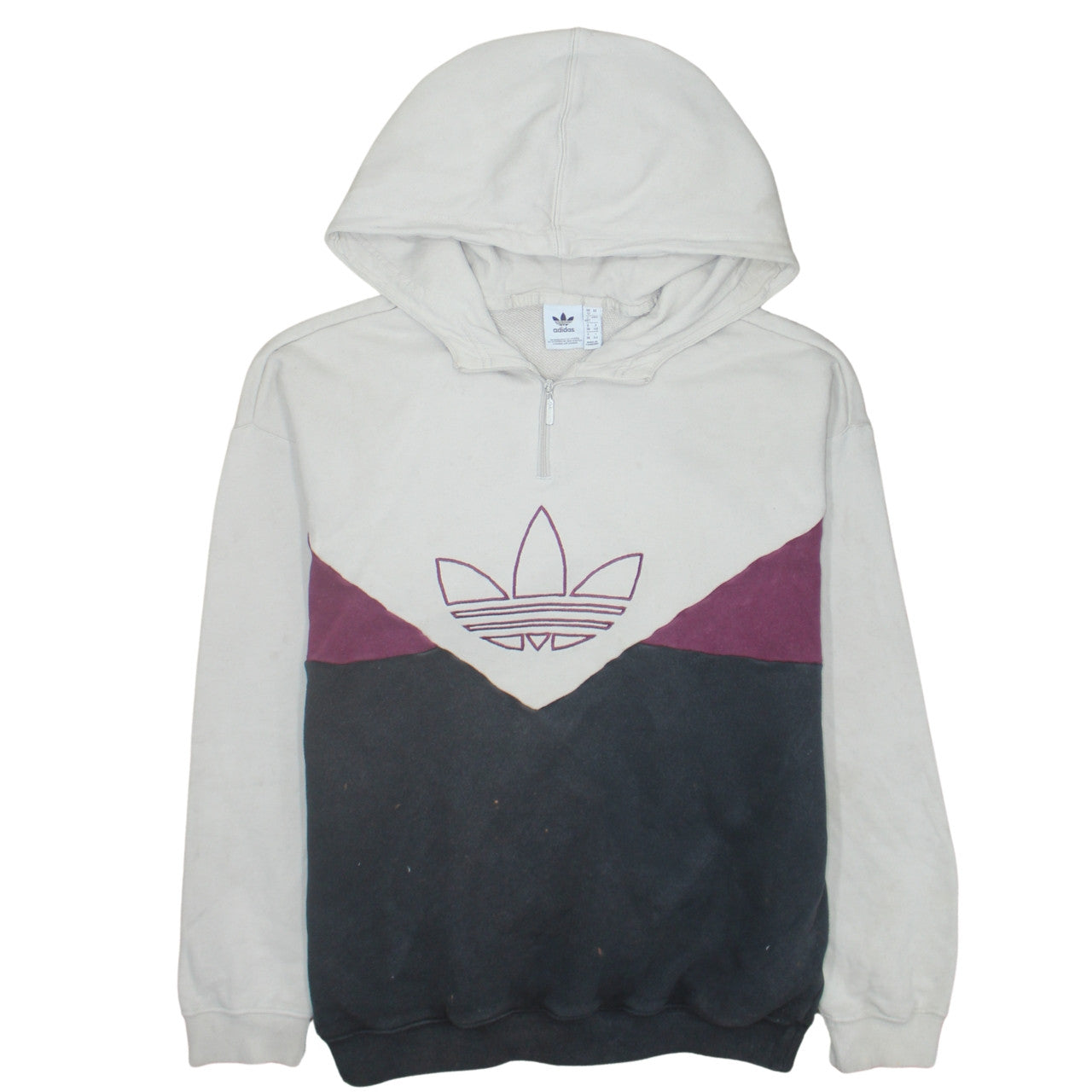 Adidas Women’s Beige Colourblock 1/4 Zip Hoodie Size 12