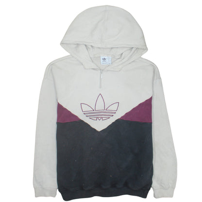 Adidas Women’s Beige Colourblock 1/4 Zip Hoodie Size 12