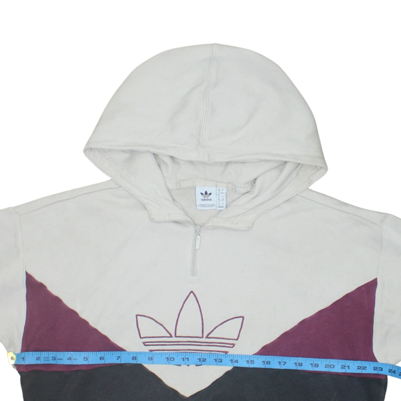 Adidas Women’s Beige Colourblock 1/4 Zip Hoodie Size 12