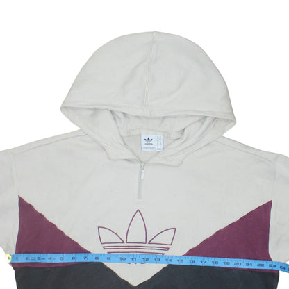 Adidas Women’s Beige Colourblock 1/4 Zip Hoodie Size 12