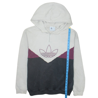 Adidas Women’s Beige Colourblock 1/4 Zip Hoodie Size 12