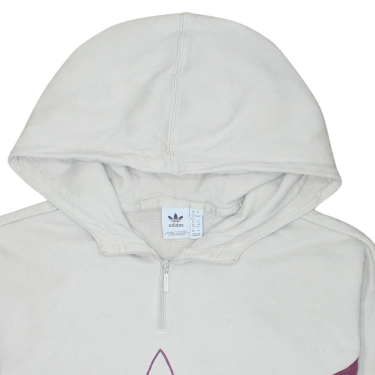 Adidas Women’s Beige Colourblock 1/4 Zip Hoodie Size 12