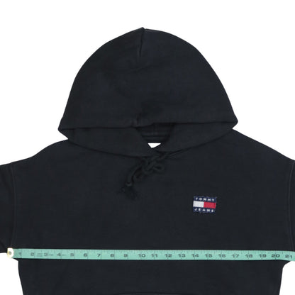 Tommy Jeans Women Black Small Pullover Hoodie Cotton Logo Casual