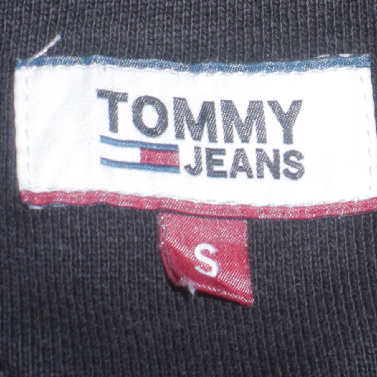 Tommy Jeans Women Black Small Pullover Hoodie Cotton Logo Casual