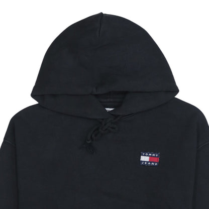 Tommy Jeans Women Black Small Pullover Hoodie Cotton Logo Casual