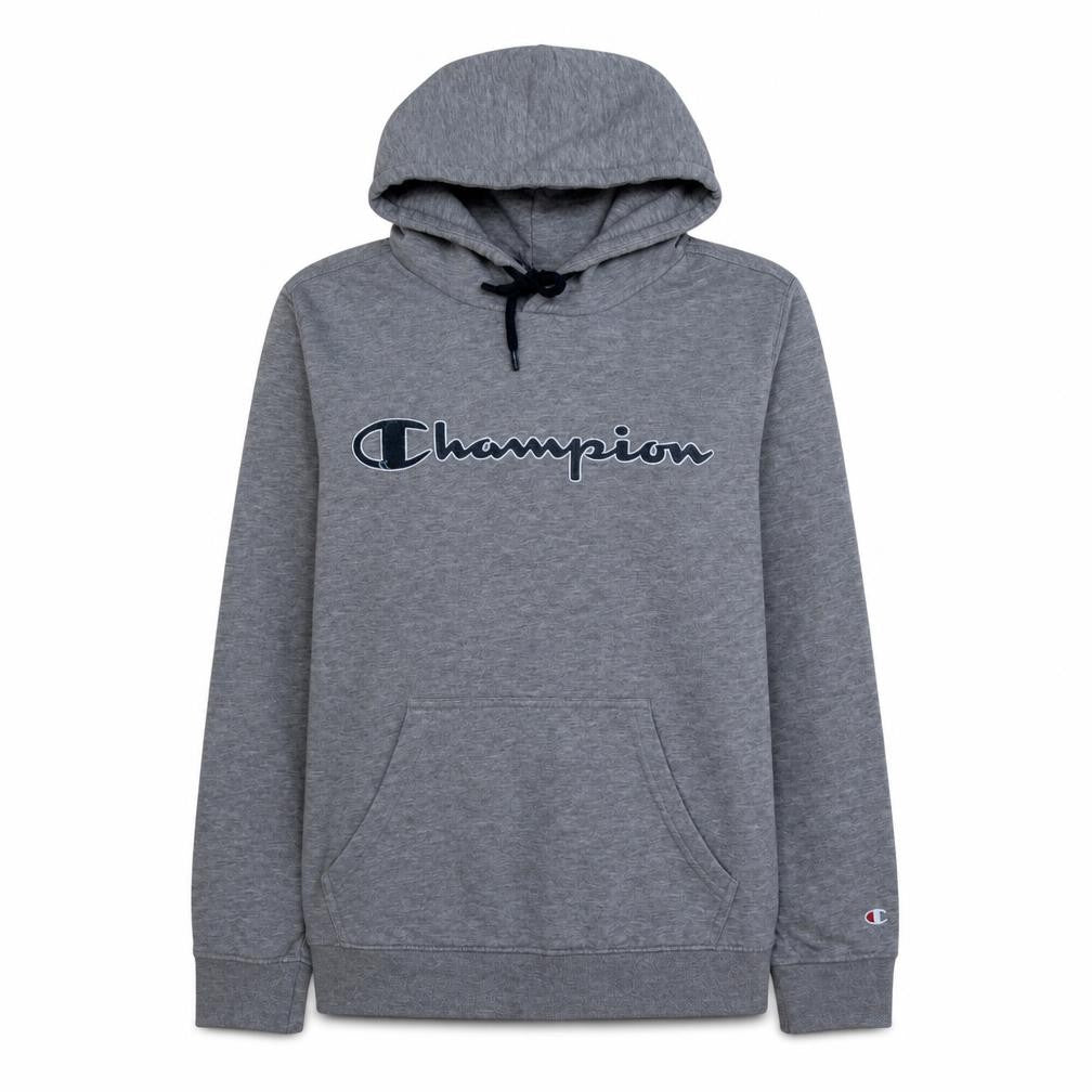 Champion Womens Grey Pullover Hoodie Medium Cotton Blend Logo
