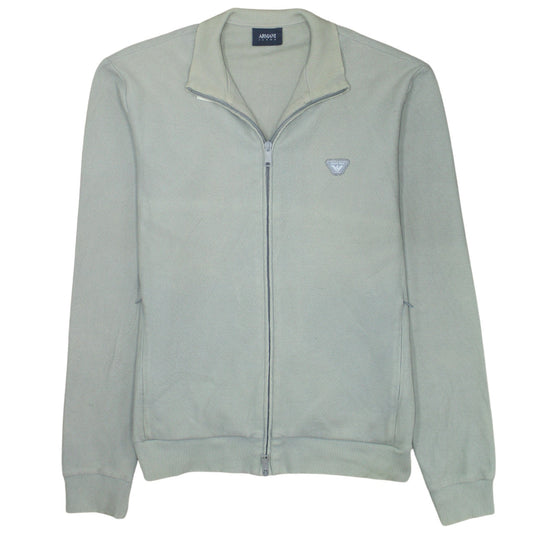 Armani Jeans Men's Grey Full Zip Collared Knit Jumper Size L