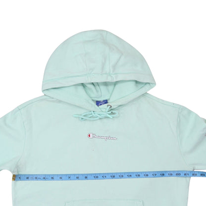 Champion Women Mint Green Large Pullover Hoodie with Logo Sleeves