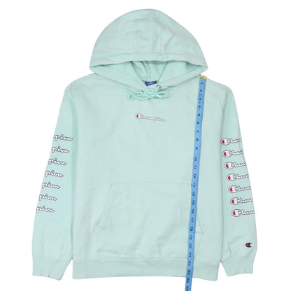 Champion Women Mint Green Large Pullover Hoodie with Logo Sleeves