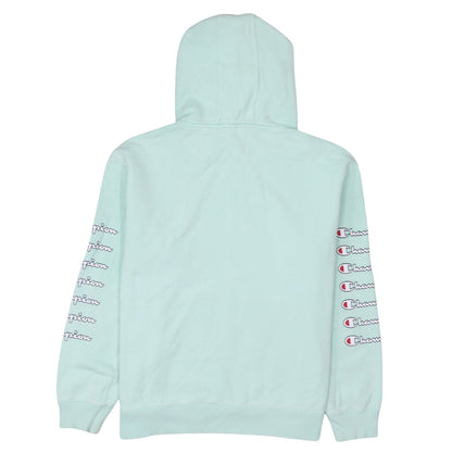 Champion Women Mint Green Large Pullover Hoodie with Logo Sleeves
