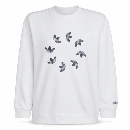Adidas Womens White Crew Neck Pullover Sweatshirt Size 10 Cotton Blend