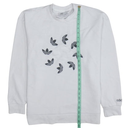 Adidas Womens White Crew Neck Pullover Sweatshirt Size 10 Cotton Blend