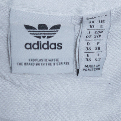 Adidas Womens White Crew Neck Pullover Sweatshirt Size 10 Cotton Blend