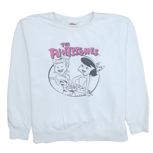 The Flintstones Womens White XXL Pullover Sweatshirt Cartoon Graphic