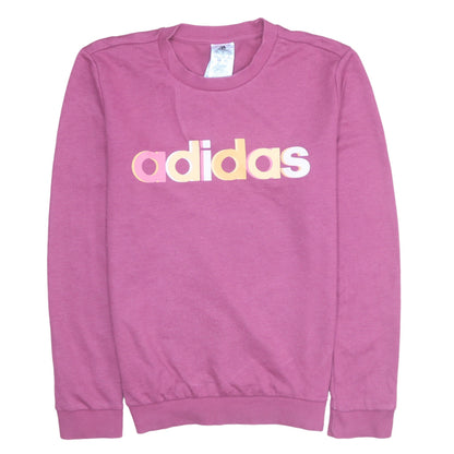 Adidas Womens Pink Logo Crew Neck Pullover Sweatshirt Size 12-14