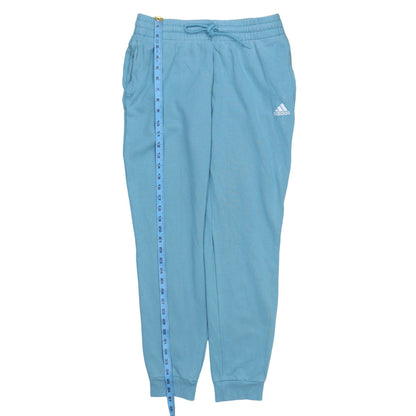 adidas Women Blue Jogger Trousers M Cotton Blend Elastic Waist