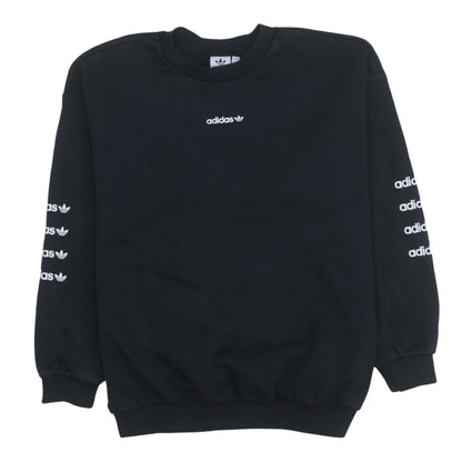 Adidas Women Black Crew Neck Pullover Sweatshirt UK 10 Logo Print