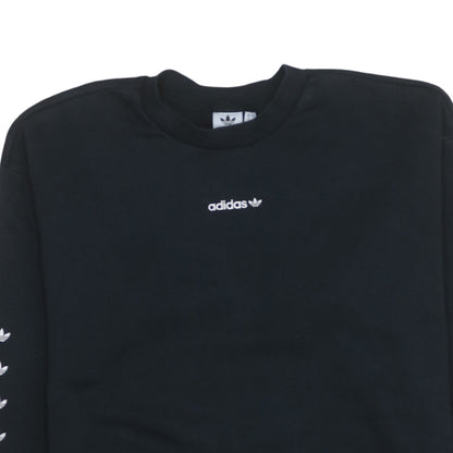 Adidas Women Black Crew Neck Pullover Sweatshirt UK 10 Logo Print