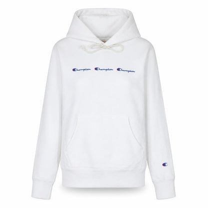 Champion Womens White Reverse Weave Hoodie Medium Pullover Cotton Blend