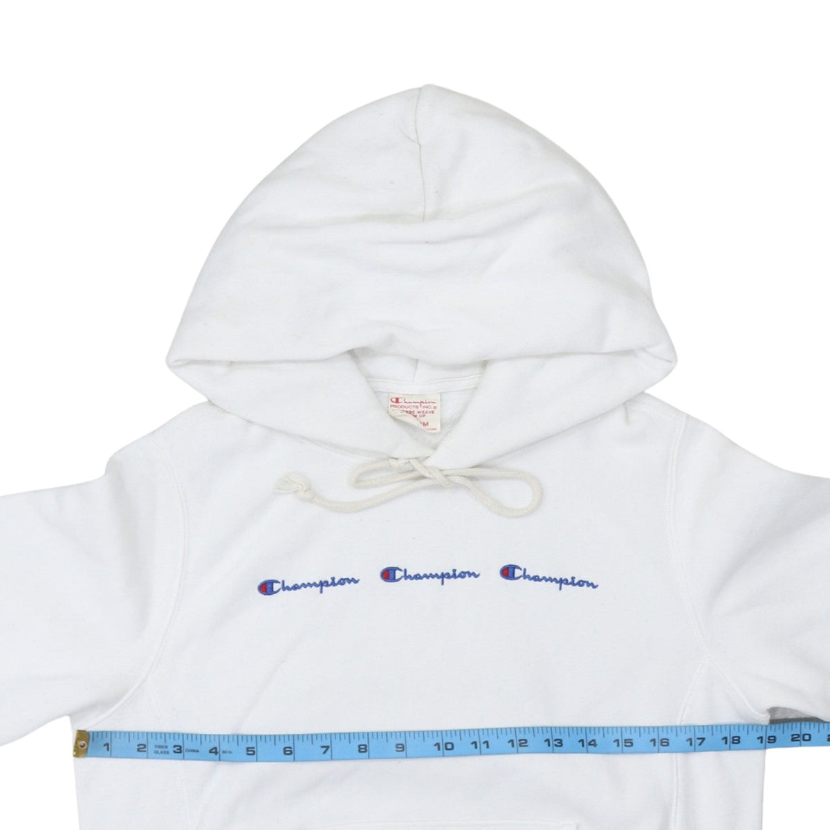 Champion Womens White Reverse Weave Hoodie Medium Pullover Cotton Blend