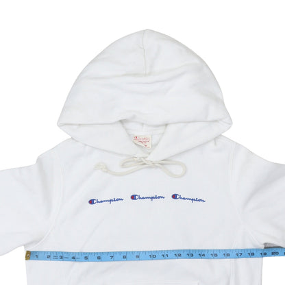 Champion Womens White Reverse Weave Hoodie Medium Pullover Cotton Blend