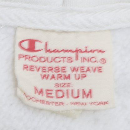 Champion Womens White Reverse Weave Hoodie Medium Pullover Cotton Blend