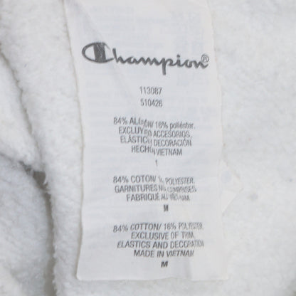 Champion Womens White Reverse Weave Hoodie Medium Pullover Cotton Blend