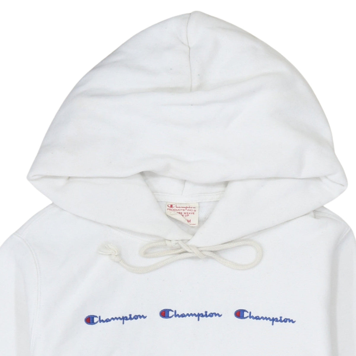 Champion Womens White Reverse Weave Hoodie Medium Pullover Cotton Blend