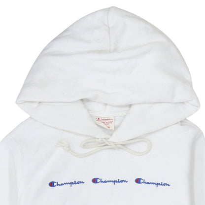 Champion Womens White Reverse Weave Hoodie Medium Pullover Cotton Blend