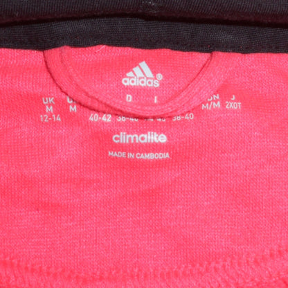 Adidas Womens Red Full Zip Hooded Sweatshirt UK 12-14 Climalite