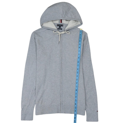 Tommy Hilfiger Men Grey Full Zip Luxury Cotton Hoodie Size L