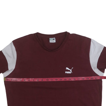 Puma Men's Red Colourblock Crew Neck Short Sleeve T-Shirt XL