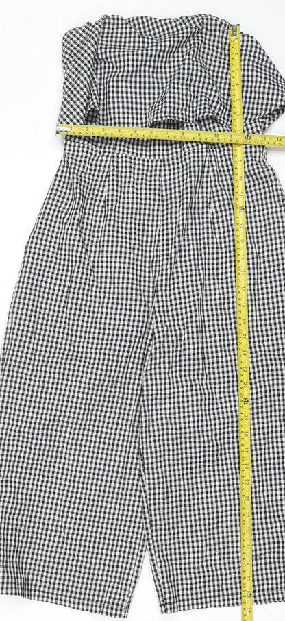 Luwalot Women’s Black Gingham Off Shoulder Wide-Leg Jumpsuit Size 10