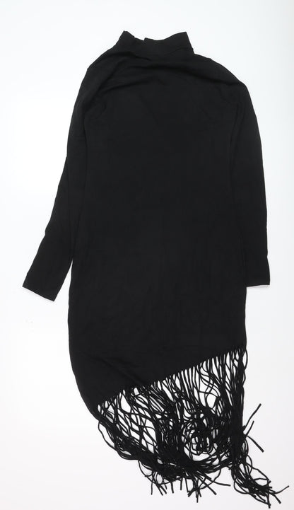 H&M Women’s Black Asymmetric Fringe Midi Dress Size 12