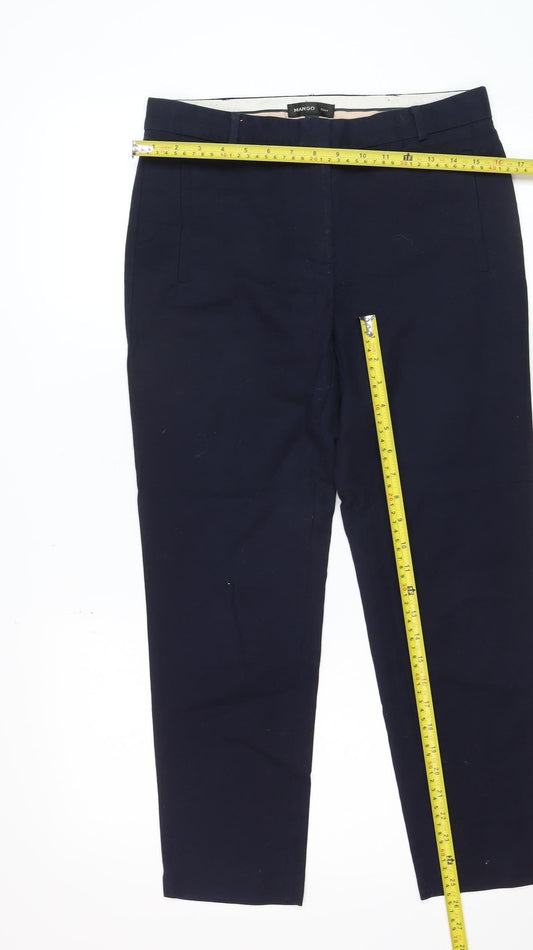 Mango Women Navy Blue Slim Trousers Size 10 Cotton Blend