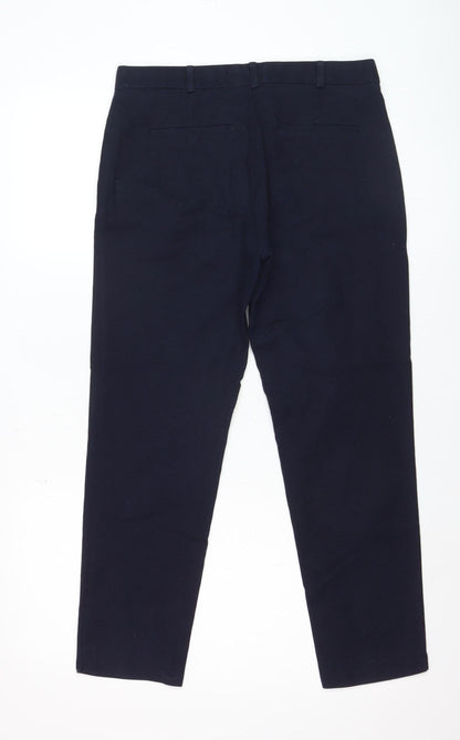 Mango Women Navy Blue Slim Trousers Size 10 Cotton Blend