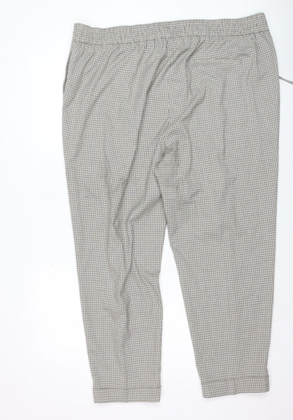 Marks and Spencer Womens Beige Check Tapered Trousers Size 24