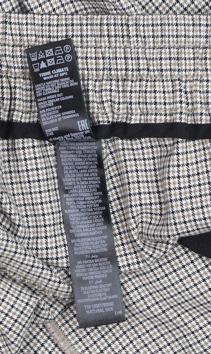 Marks and Spencer Womens Beige Check Tapered Trousers Size 24