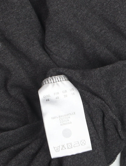 Frank Walder Women's Grey Beaded Long Sleeve Cotton Top Size 20