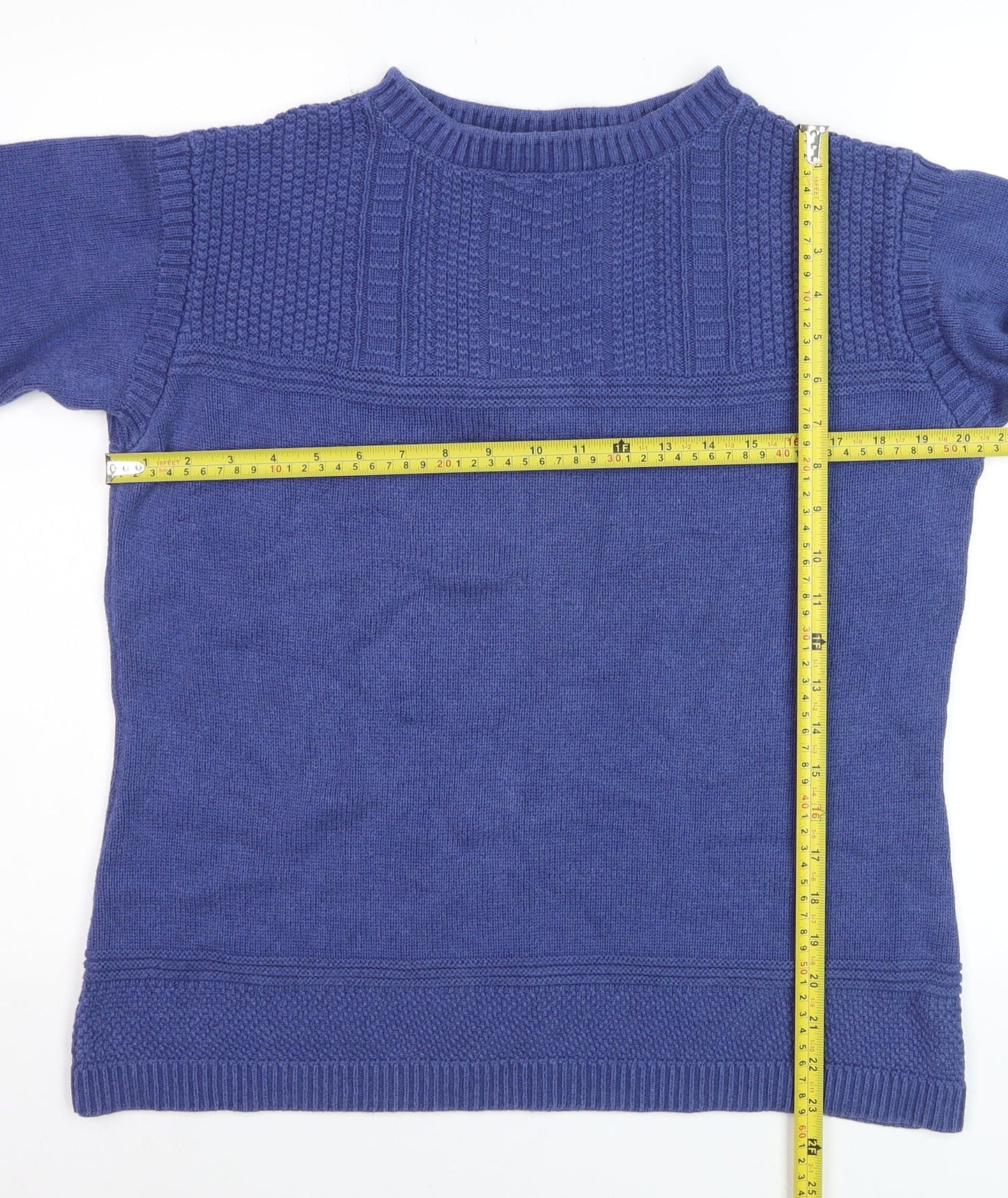 Seasalt Cornwall Women Blue Cotton Crew Neck Jumper Size 14