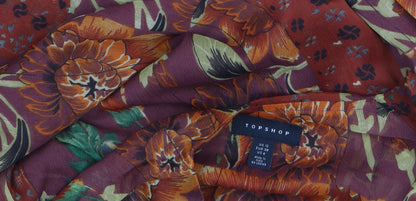Topshop Women's Multicoloured Floral Chiffon Bohemian Blouse UK 10