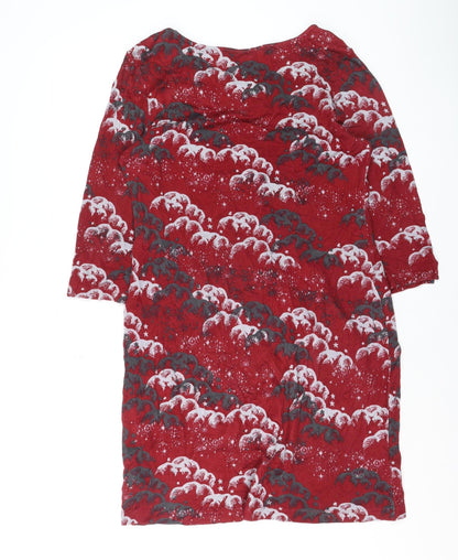 White Stuff Women Red Animal Print Shift Dress Size 12