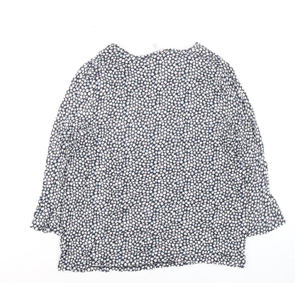 Spirit Womens Blue Floral V-Neck Tunic Blouse Size 14