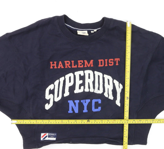 Superdry Womens Navy Harlem Dist NYC Crew Neck Sweatshirt Size 12