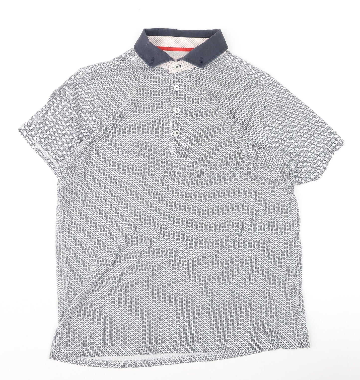 Jiggler Lord Berlue Men's Blue Geometric Pattern Polo Shirt XL