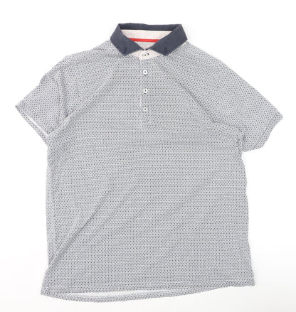 Jiggler Lord Berlue Men's Blue Geometric Pattern Polo Shirt XL