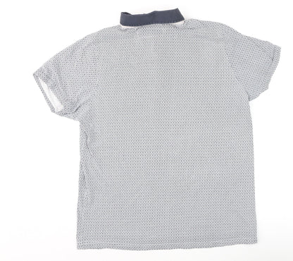 Jiggler Lord Berlue Men's Blue Geometric Pattern Polo Shirt XL