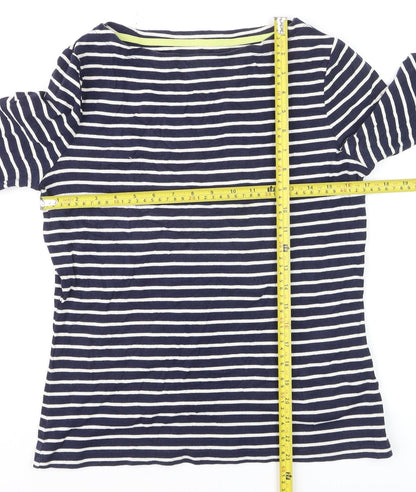 Boden Womens Blue White Striped Long Sleeve Boat Neck Cotton Top Size 16
