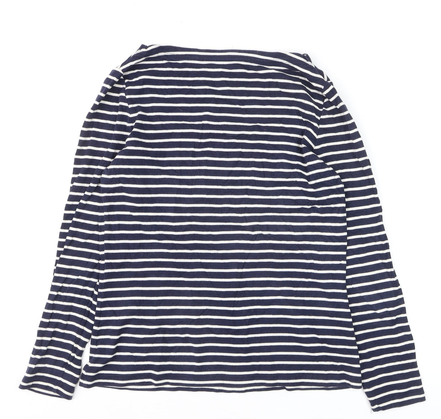 Boden Womens Blue White Striped Long Sleeve Boat Neck Cotton Top Size 16